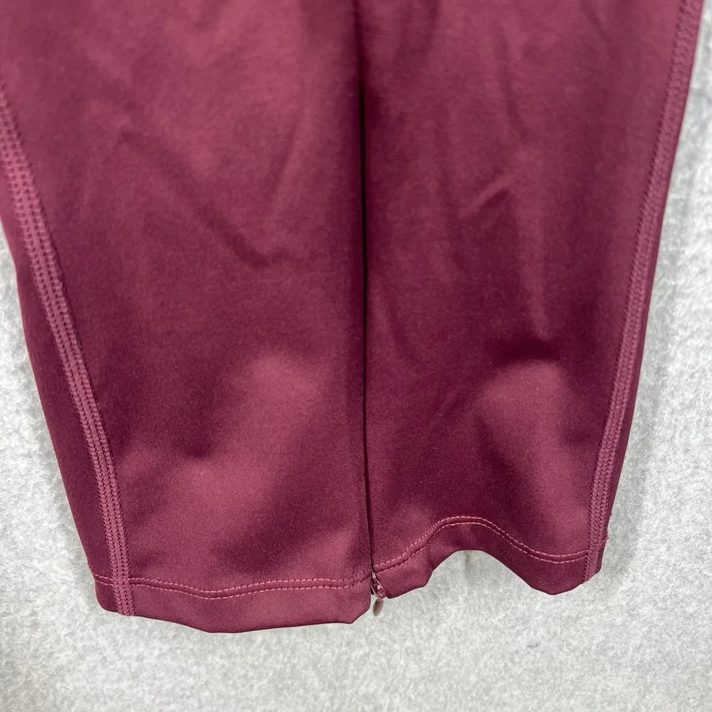SSYS The Label Flare Leggings Womens S Burgundy High Waist Ankle Zip EUC